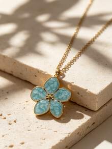 VceTd 1 Set Cute Plumeria Design Stainless Steel Women's Jewelry Set Suitable For Women's Daily Wear Or Vacation Wear Or Holiday Gift - Yellow Gold - View 6
