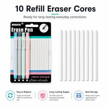 4PCS Eraser Pen Set With 10 Refill Eraser Cores, Press-Type Retractable Pencil Erasers, Refillable Correction Eraser Pens For Students, Artists, School, Office, Drawing, Sketching And Note Taking - Multicolor - View 6