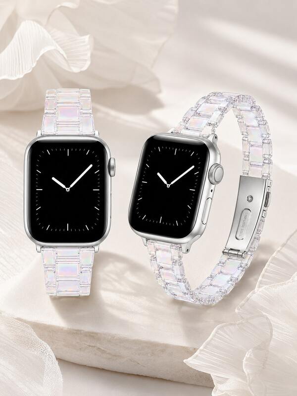 2pcs Fashion Transparent Holographic Watch Bands, Compatible With Apple Watch 38mm 40mm 41mm 42mm 44mm 45mm 46mm 49mm, Unique Transparent Resin Smart Watch Bands, Compatible With Apple Watch Ultra 11 10 9 8 7 SE 6 5 4 3 2 1 Series, Fashionable Wristband Replacement, Perfect Gift For Friends And Family, Suitable For Daily, Travel, Party