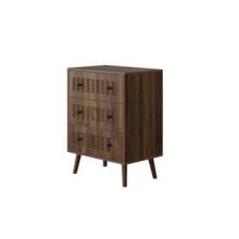 Mid-Century Modern Style Bedside Table With Two Drawers And Solid Wood Legs; Nightstand Or Side Table For Bedroom, 43.5 X 40 X 57.5 Cm, Walnut Finish, 1 Unit. - 核桃色 - 查看 10