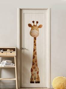 1 Set Watercolor Cartoon Giraffe Height Chart Wall Sticker, Children Growth Record Measuring Ruler, DIY Self-Adhesive Removable Vinyl Wall Decal, Baby Room Boy Girl Bedroom Bathroom Kindergarten Home Decor Sticker - Cartoon Giraffe-30*90cm - View 2