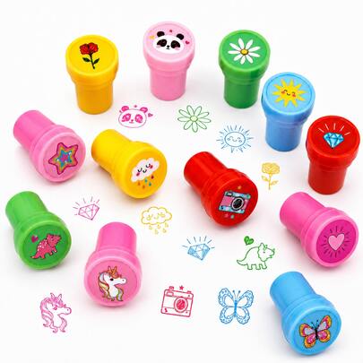 6 Pcs Random/12/24/36 Pcs Assorted Cute Stamps For Kids, Self-Inking Stamps For DIY Crafts, Drawing & Painting Activities, Educational Creative Art, Perfect For Art Projects And Playtime