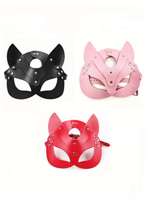 2pcs Leather Cat Mask, Cosplay Costume Accessory, Adjustable Women's Dress-Up Mask, Suitable For Masquerade, Evening Party, Bachelorette Party