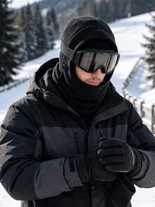 1pc Windproof Thickened Warm Hat, Unisex Winter Outdoor Sports Solid Color Multifunctional Fleece Headwear, Soft Warm Ski Hat, Double-Layered Fleece Hat - Solid Color - View 3