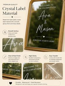 1pc Customized Mirror Sticker Wedding Decor - Wedding Signage Decoration DIY Wedding Sticker - Mirror Sticker "Welcome To Wedding" - Customized Mirror Letter Sticker Decal - Just Married - Wedding Marriage Decor/Modern Wedding Welcome Sign/Personalized Bride And Groom Name And Date/Mirror Sticker - Bridal Shower - Multicolor - View 3
