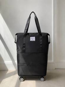 1 buah Tas Penyimpanan Perjalanan Lipat Kapasitas Besar, Bahan Nilon Tahan Lama, Hitam, Multifungsi Portabel, Dengan Roda, Cocok Untuk Perjalanan Luar Ruangan, Memenuhi Persyaratan Bagasi Atas Pesawat - A - View 6