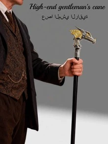 1 pieza Cetro de metal de dos colores con patrón de pterosaurio, textura de escamas de dragón, varita mágica larga desmontable, accesorio de estilo vintage casual para cosplay, juegos y actuación de mago, bastón elegante de alta gama tipo caballero británico, accesorio para festival mediterráneo y árabe, apto para uso diario, regalo para hombre, para actuación escolar creativa - Pteranodon - Ver 4