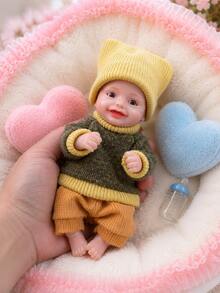 6 Inch/15cm Mini Reborn Doll, Full Soft Silicone Body, Handmade, Lifelike, Cute Painted Details, 5 Styles Available, Accurate Anatomical Structure, Children's Holiday Birthday Christmas Gift - Silicone - View 7