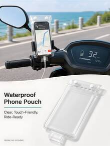 1pc Waterproof Motorcycle Phone Case, Transparent Handlebar Phone Bag, Waterproof Phone Pouch, Motorcycle Phone Holder, Chargeable - Multicolor - View 11