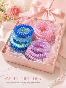 Ensemble de 6 élastiques à cheveux en spirale, chouchous bouclés de couleur macaron mignons, élastiques doux sans traction, convient aux femmes et aux filles, pour cheveux épais ou fins, cadeaux de mariage, remplissage de sacs cadeaux pour enterrement de vie de jeune fille, essentiels pour la rentrée scolaire et les voyages - Voir 2