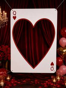 1pc Love-Themed Playing Card Portrait Hollow Sign-In Frame, Suitable For Party Photos, Wedding Banquets, Photography Background Decoration, Weddings, Anniversaries, Parties, Birthday Parties, Etc. - A - View 2
