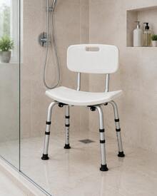 Shower Chair With Backrest, Armless, For Fast Drainage With Glides FOR ADULTS WITH PROBLEMS: Mobility, Post-Operative Care, Posture - View 1
