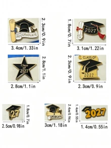 5pcs 2026 Graduation Cap Pins - Zinc Alloy Material, Multiple Colors Like Gold, Red, Suitable As Commemorative Items, Brooch Gifts, Student Souvenirs - Multicolor - View 4