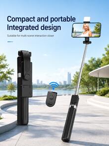 1 buah Tripod Tongkat Selfie, Stand Teleskopik yang Dapat Diperpanjang 130cm dengan Lampu Pengisi, Sudut yang Dapat Diatur 360°, Kontrol Jarak Jauh Nirkabel Bluetooth untuk Pemotretan Jarak Jauh, Aksesori Portabel untuk Fotografi Perjalanan dan Siaran Langsung Dalam Ruangan - Satu-Ukuran - View 2