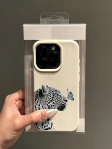 1件 白色灰色豹紋蝴蝶個性化 TPU 防摔全包覆手機殼，適用於 Apple 17 16 15 14 13 12 11 Pro Max 保護殼，兼容三星系列 - 彩色 - 查看 3