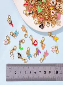 3/10PCS Colorful Letter Charms With Lobster Clasp, DIY Handmade Jewelry Accessories, Suitable For Bracelets, Necklaces, Earrings, Bag Decoration - Multiple Styles - View 3