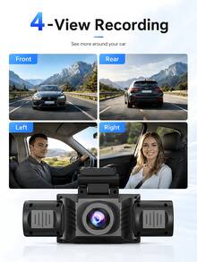 360°汽車行車記錄器，4通道，前置1080P HD與後/左/右720P，配備3.16吋IPS螢幕，夜視功能，循環錄影，24小時停車監控，可選32GB記憶卡，車輛安全攝影機 - 行車記錄儀 - 查看 3