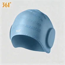 361degree 1pc 361° Ear Protection Waterproof Textured Silicone Swim Cap, High Elasticity Anti-Slip Full Coverage Long Hair Swimming Cap, Unisex Adult Comfortable Bath Cap, Suitable For Pool Swimming, Beach Surfing And Water Sports - Multicolor - View 12
