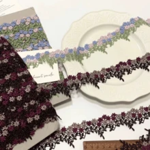 5 Yard Multicolor Wavy Floral Lace Trim, Hollow‑Out Flower Embroidery Ribbon For Sewing, Dress, Curtain & DIY Craft Decoration - Embroidered Lace - View 1