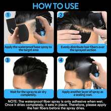 Goiple Men's Waterproof Hair Fiber Spray, Black Hair Strong Hold Spray | Men's Hair Enhancing Spray, Waterproof Hairline Enhancing And Volumizing Spray - Blue - View 9