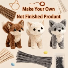 狐狸管刷 DIY 手作套組，DIY 清潔管套組，毛絨狐狸裝飾擺件，動物桌面裝飾，動物手工藝品，創意手工套組，適合節日裝飾、家具裝飾、節日禮物，創意手工項目，教育用品－非成品 - 多色 - 查看 1