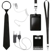 5pcs Military Uniform Accessories Set, Includes Tie, ID Card, Walkie-Talkie, Earbuds, Badge, Role Play Props And Party Decorations, Suitable For Meetings And Various Events - Multicolor - View 9