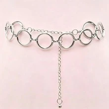 1pc Women's Versatile Round Ring Decor Waist Chain, Elegant Fashion Dress Waist Belt - Multicolor - View 6