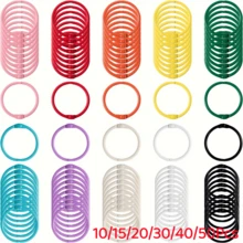 10/15/20/30/40/50Pcs Colorful Open Round Rings, Random Colors, Metal Round Loose Leaf Rings, Multi-Color Candy Color DIY Jewelry Accessories, Suitable For Planner Card Storage, Office Document Binding, Keychain Rings, Photo Album Notebook Binding - Multicolor - View 1
