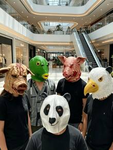Halloween Latex Animal Costume Mask, Scary Horror Adult Head Cover Bloody Pig Head, Multiple Styles - Multicolor - View 1