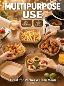 STANIEY Air Fryer Baking Paper Liners, Oil-Absorbing Oven Mats, Heat-Resistant Square Silicone Parchment Paper For Food, Home Use - View 3