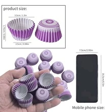 Moldes desechables para mini pasteles y magdalenas, tazas para hornear magdalenas, envoltorios de papel para magdalenas, moldes para hornear - Morado - Ver 4