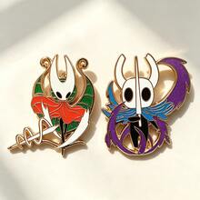 空洞騎士 Ghost & Enamel 琺瑯胸針，Silksong 遊戲角色金屬領飾針，背包與夾克裝飾飾品，遊戲粉絲禮物 - 彩色 - 查看 1