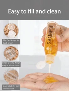 6/4pcs Leak-Proof Travel Bottles, 3.4 Oz Transparent Plastic With Flip Cap Refillable Containers For Shampoo, Conditioner, Body Wash And Other Toiletries Travel Essential Portable Design, Liquid Storage Leak-Proof Design Travel Toiletries Bottles - Clear - View 5
