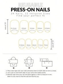 96pcs 4-Color Mixed Short Oval Brown Press-On Nails, Short Acrylic Nail Tips - 彩色 - 查看 3