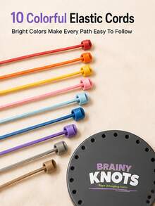 Brainy Knots 繩結解開遊戲，適合兒童與家庭，彩色堆疊挑戰遊戲，成人與兒童互動派對玩具，翻轉配對桌遊，成人與兒童旅行玩具，Zipstring，蒙特梭利玩具，兒童紓壓玩具，兒童玩具，遊戲 - 彩色 - 查看 3