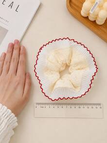 1-3Pcs French Lace Hollow Flower Hair Scrunchie, Elastic Daily Hair Accessory For Women,Hair Accessories,Fall,Back To School,Summer,Beach,Christmas - Multicolor - View 12
