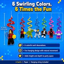 Roblox 17pcs Game Themed Birthday Party Decorations, Includes Flag Backdrop, Spiral Hanging Decor Full Set, Creative Fun Gaming Style Scene Decor, Suitable For Indoor & Outdoor, Essential Set For Children's Birthday Party, Festival Celebration - Roblo Boy Flag Backdrop Spiral - View 4