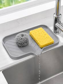 1pc Silicone Soap Dish With Drainage Holes - Anti-Splash Anti-Slip Countertop Mat Suitable For Kitchen And Bathroom Sinks, Non-Slip Kitchen Sink Mat, Natural Hygienic Kitchen Essential, Suitable For Autumn/Winter Home Decor And Christmas Decoration - Type a - View 2