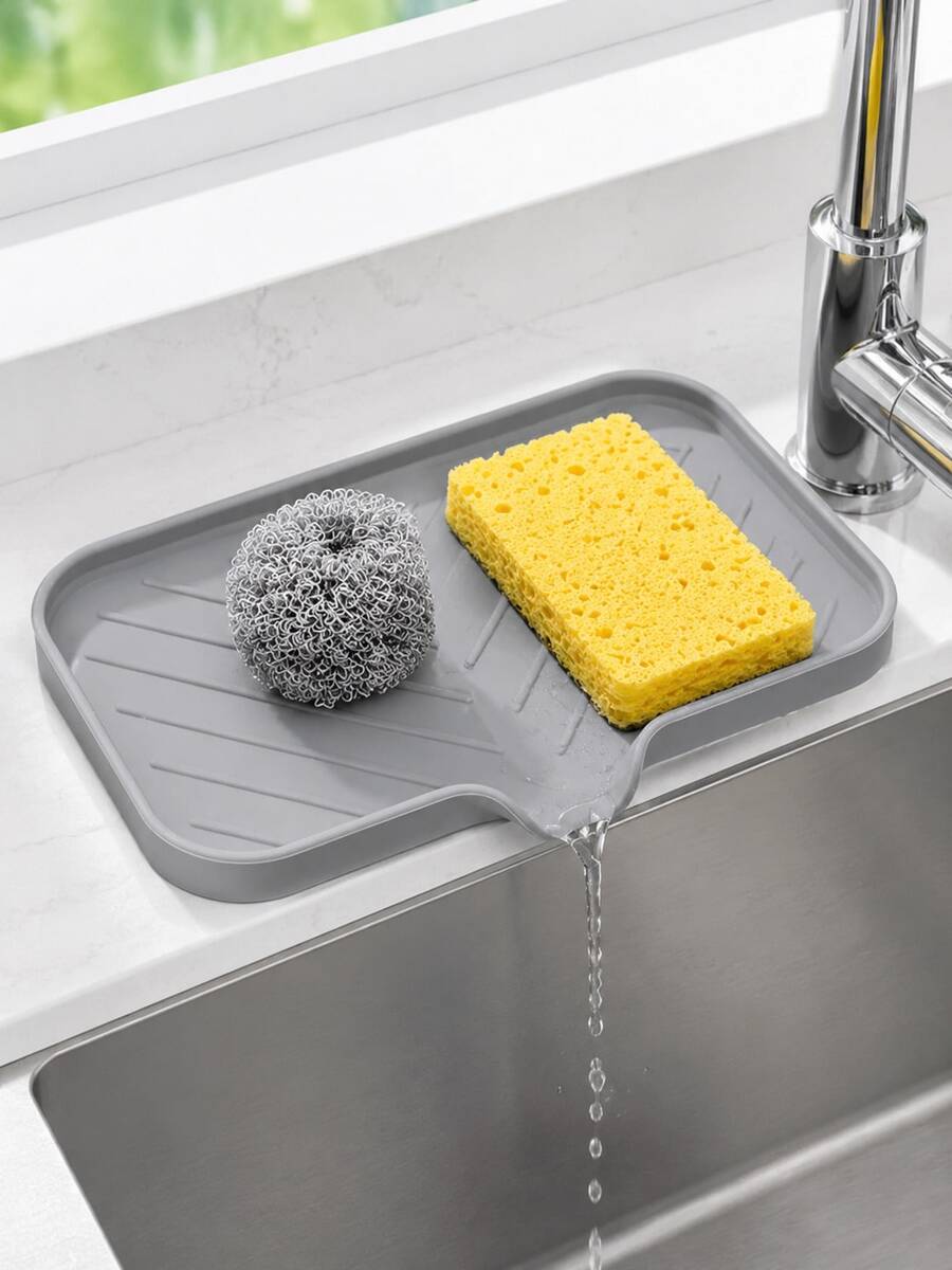 1pc Silicone Soap Dish With Drainage Holes - Anti-Splash Anti-Slip Countertop Mat Suitable For Kitchen And Bathroom Sinks, Non-Slip Kitchen Sink Mat, Natural Hygienic Kitchen Essential, Suitable For Autumn/Winter Home Decor And Christmas Decoration
