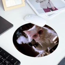 Cool Cat Mouse Pad, With Pink Fashion Glasses And Gun, Fun Round Mouse Pad, With Non-Slip Rubber Base, Suitable For Office And Home Computer Mouse Pad, Computer Laptop Gift For Friends, Size 7.8 X 7.8 Inches - Round - View 5