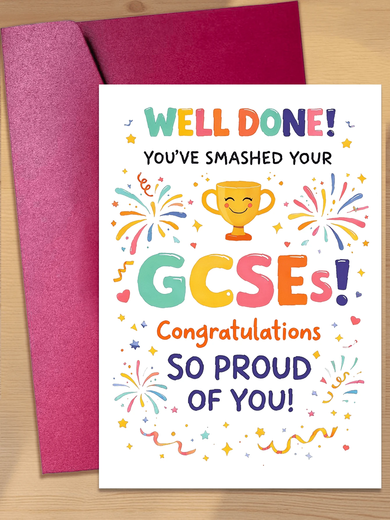 2 Cards Congratulating Exam Success (With Envelopes) - These Cards Feature An Imaginative Cartoon Trophy Design, Perfect For Graduation Parties, Opening Ceremonies, Themed Parties, Birthdays, Weddings And Anniversaries. - A - View 1