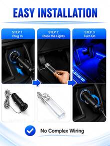 1pc Drage 4 LED Car Atmosphere Light, Car Foot Lamp, USB Foot Light, Multi-Color, Cigarette Lighter Plug & Play - 點煙器-即插即用 - 查看 6