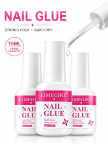 LIMEGIRL 15ML Quick Dry Nail Glue, No UV-LED Lamp Required, Strong Adhesion, Suitable For Nail Tips, Acrylic Nails, Nail Extensions And Rhinestones, DIY Nail Art Supplies - NAIL GLUE - View 1