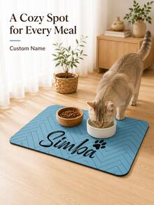 Personalized Pet Feeding Mat, Customized Name Absorbent Diatomaceous Earth Bowl Mat, Non-Slip Rubber Backing, Cat And Dog Food And Water Mat - Multicolor - View 5