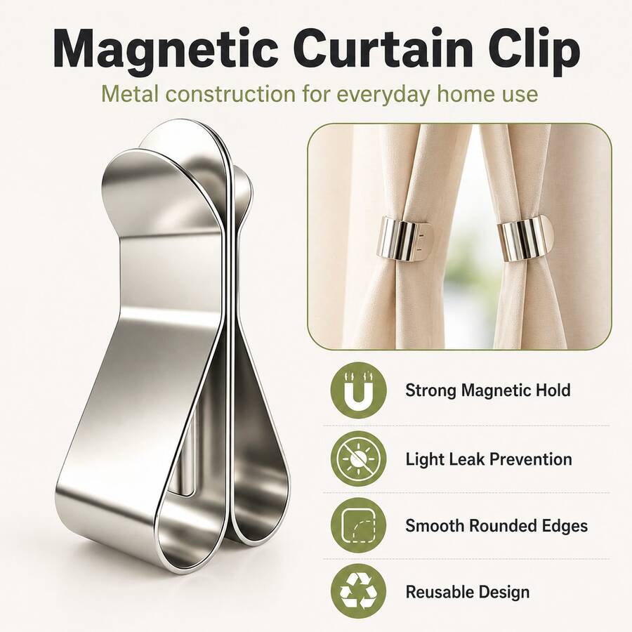 1 Pair Curtain Light Leak Prevention Clips, Invisible Gap Fixing Buckles For Bay Window Curtains, Closing Snap Fasteners - Say Goodbye To Light Leaks - Multicolor - View 1