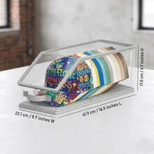 2pcs Transparent Stackable Baseball Cap Storage Boxes, Large Dust-Proof Wardrobe Display Storage Case, Can Hold 24 Caps, Unisex - Multicolor - View 4
