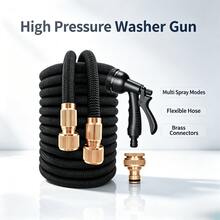 Non-Expandable Garden Hose With High-Pressure Nozzle, Lightweight Hose For Yard, Lawn, Garden, Plant Watering And Car Washing/Equipped With 3/4" And 1/2" Connectors, Includes 7-Function Nozzle, Durable And Lightweight Expandable Garden Hose For Easy Watering And Gardening 25/50/75/100/125/150 Inches - B - View 6