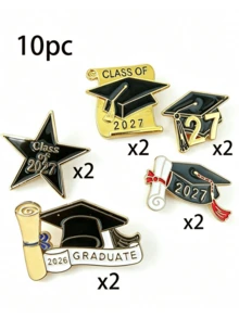 5pcs 2026 Graduation Cap Pins - Zinc Alloy Material, Multiple Colors Like Gold, Red, Suitable As Commemorative Items, Brooch Gifts, Student Souvenirs - Multicolor - View 2