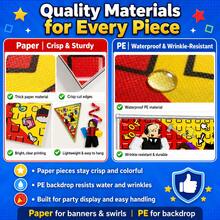 Roblox 17pcs Game Themed Birthday Party Decorations, Includes Flag Backdrop, Spiral Hanging Decor Full Set, Creative Fun Gaming Style Scene Decor, Suitable For Indoor & Outdoor, Essential Set For Children's Birthday Party, Festival Celebration - Roblo Boy Flag Backdrop Spiral - View 6