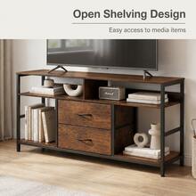 Modern TV Stand With Storage Drawers, Industrial Entertainment Center Console Table With Open Shelves For Living Room - Rust Brown - View 3